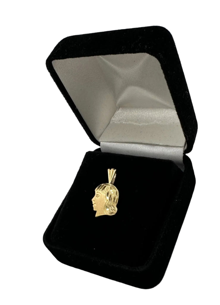 14k Yellow Gold Girl Head Pendant Charm  0.9 Grams