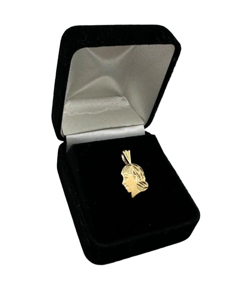 14k Yellow Gold Girl Head Pendant Charm  0.9 Grams