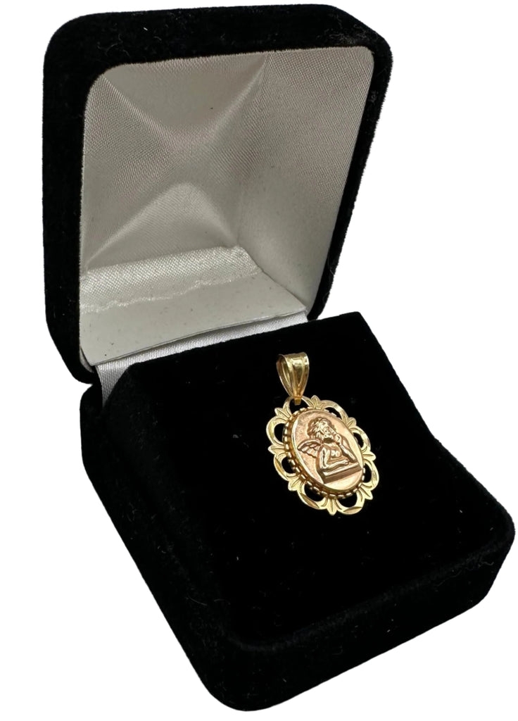 14K Yellow and Rose Gold Guardian Angel Prayer Pendant (1.5g)