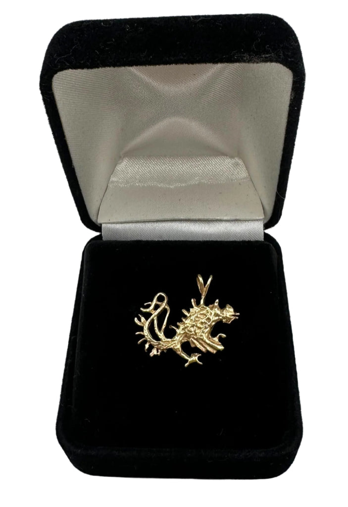 Vintage 14K Yellow Gold Diamond Cut Dragon Charm Pendant - 1.8 Grams