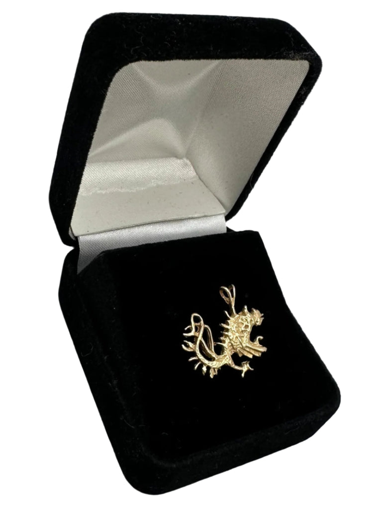 Vintage 14K Yellow Gold Diamond Cut Dragon Charm Pendant - 1.8 Grams