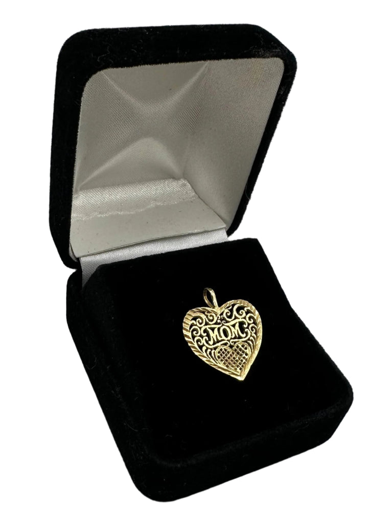 Vintage 14K Yellow Gold MOM Heart Pendant Charm - 1.09 Grams