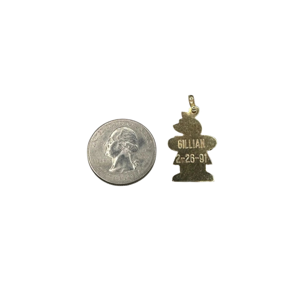 Vintage 14K Yellow and White Gold Little Girl Pendant with Ruby Accents - 2.7 Grams
