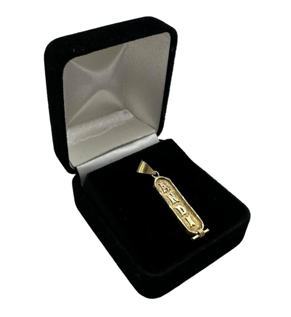 14k Yellow Gold Cartouche ANDI Pendant - 1.7 Grams