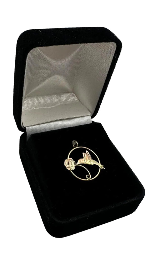 10k Tri-Color Gold Hummingbird & Rose Pendant  .7g