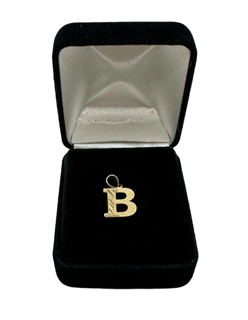 10K Yellow Gold “B Initial Charm Pendant  .6 Grams