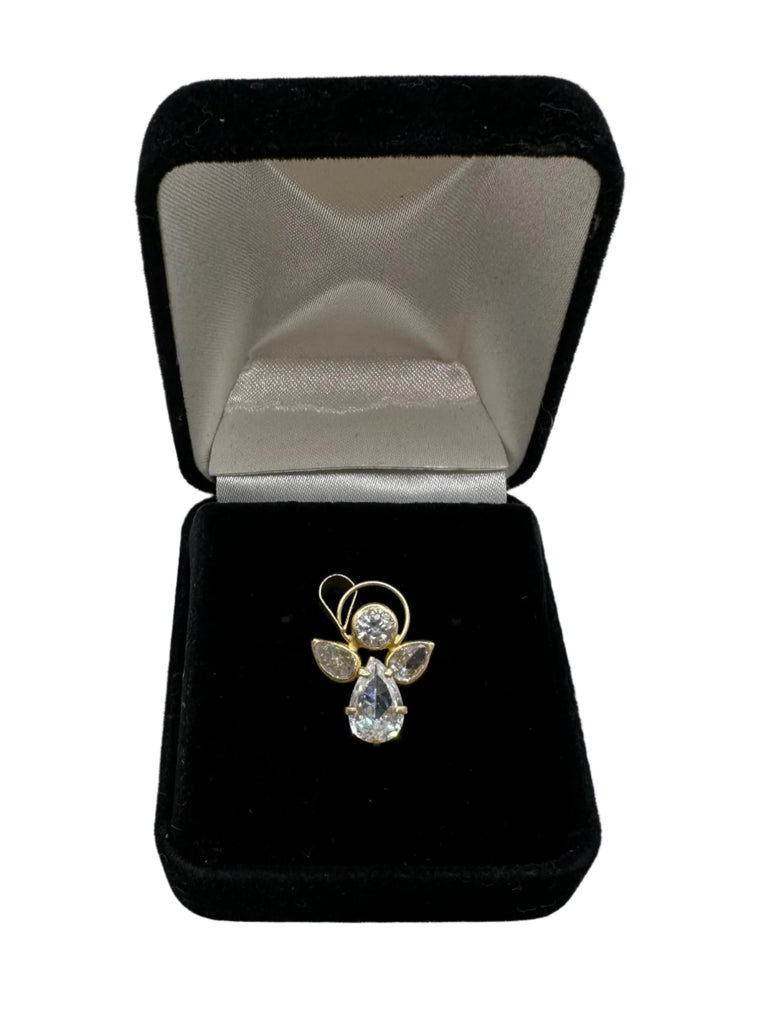 10k Yellow Gold CZ Angel Charm Pendant  1.3 Grams
