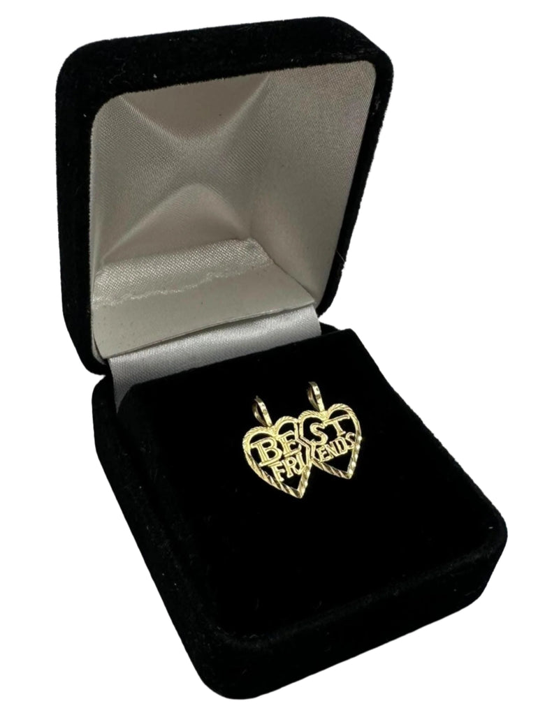 14k Yellow Gold "Best Friends" Split Heart Pendant