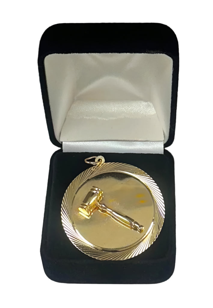 Vintage 14K Yellow Gold Gavel Pendant with Rope Frame - 9.5 Grams