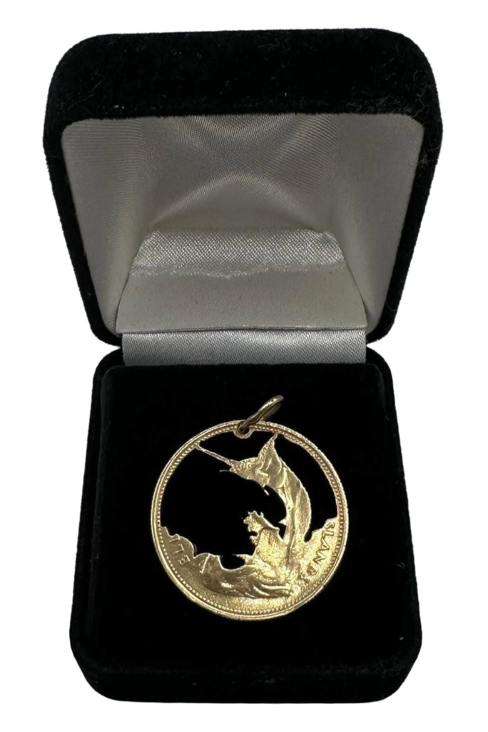 14k Yellow Gold Marlin Cutout Pendant  6.8 Grams