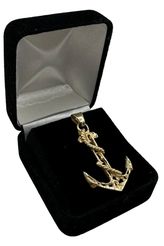 14k Yellow Gold Nugget Rope Anchor Pendant  4.3 Grams
