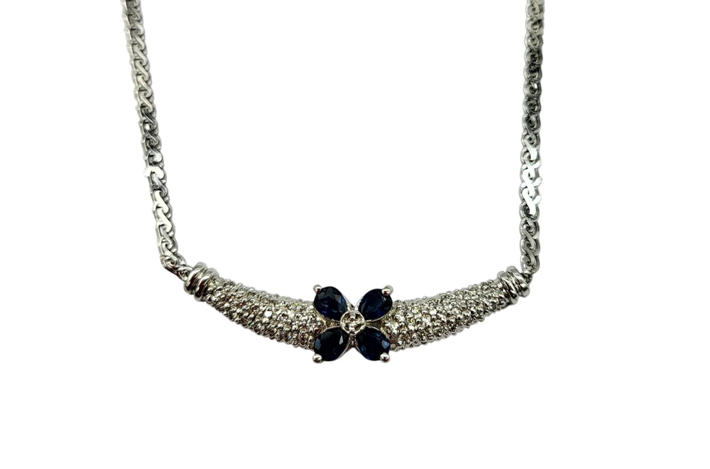 Sapphire and Diamond Stationary Necklace