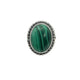 .925 Sterling Silver Malachite Bezel Textured Frame Ring