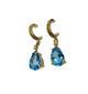 14K Yellow Gold Pear Blue Topaz & Diamond Dangle Earrings