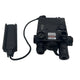 Black electronic device with connectors on a white background