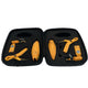 Set of yellow tools in a black case on a white background