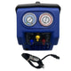 Blue air compressor with gauges on a white background