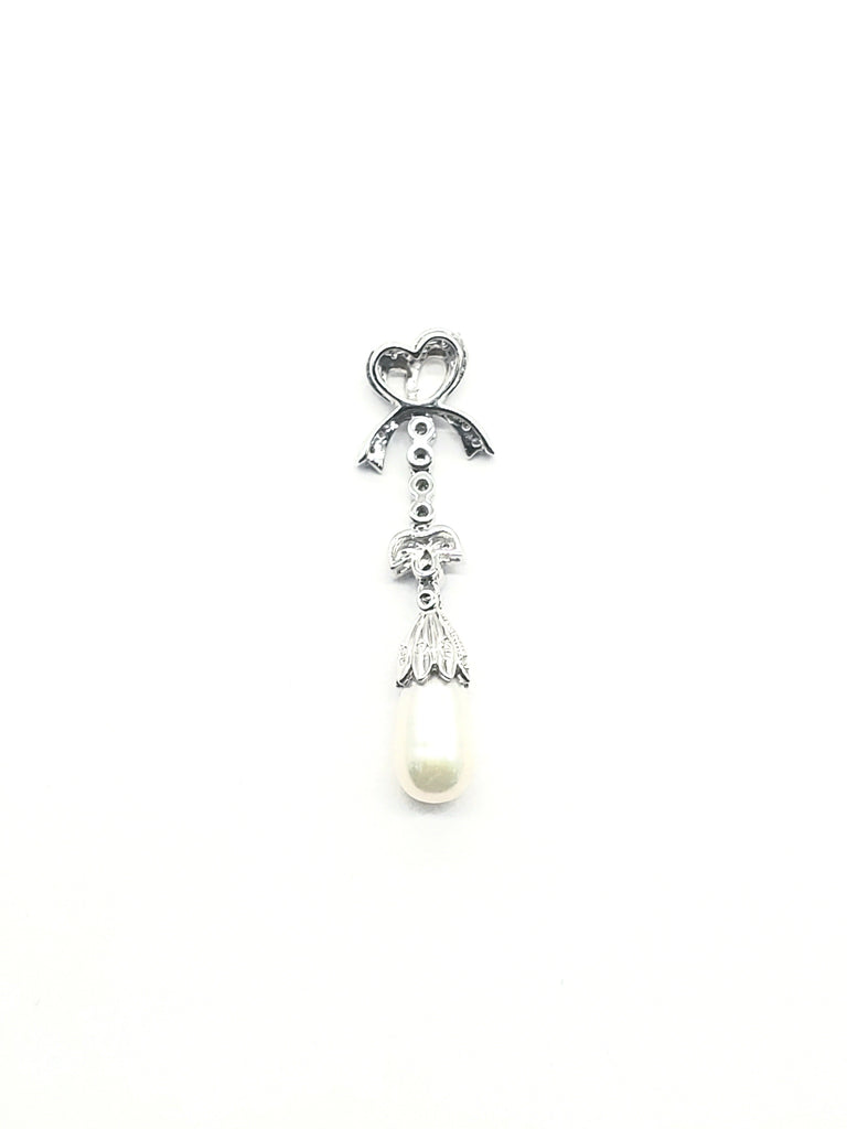 NEW 14k Diamond and Pearl Bow Pendant - Dick's Pawn Superstore