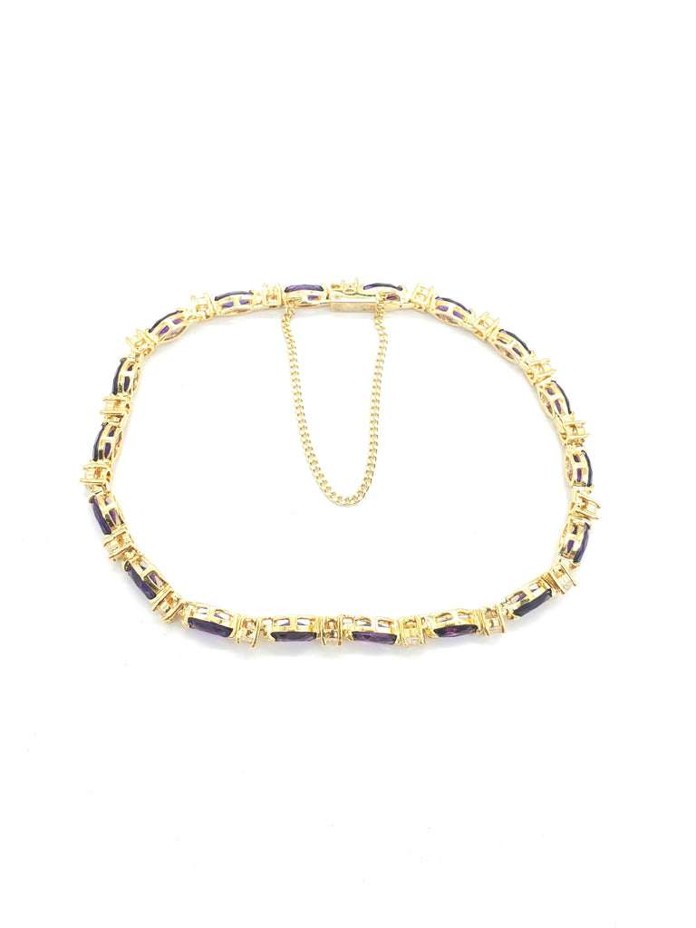18k Gold Amethyst and CZ Bracelet - Dick's Pawn Superstore