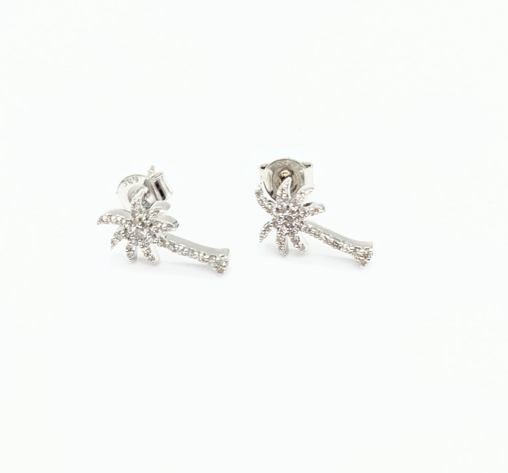 Diamond palm tree earrings WHITE BACKGROUND - Dick's Pawn Superstore