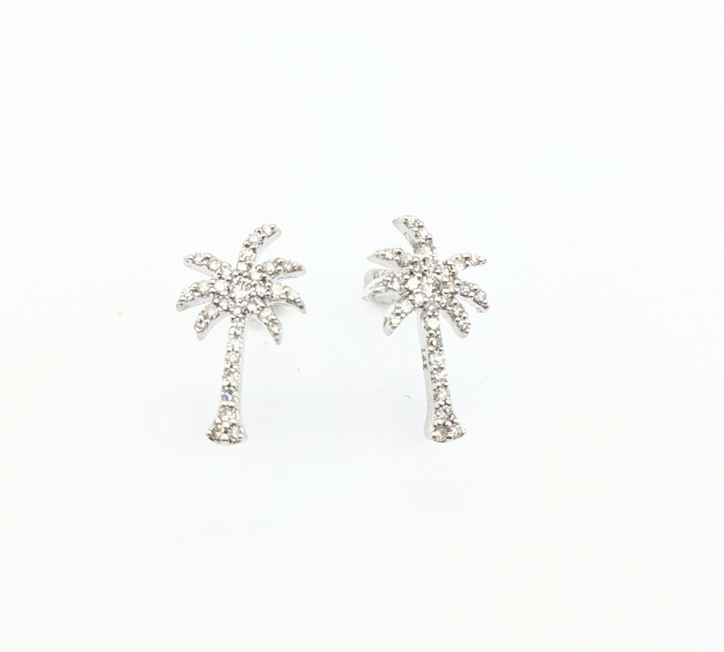 Diamond palm tree earrings WHITE BACKGROUND - Dick's Pawn Superstore