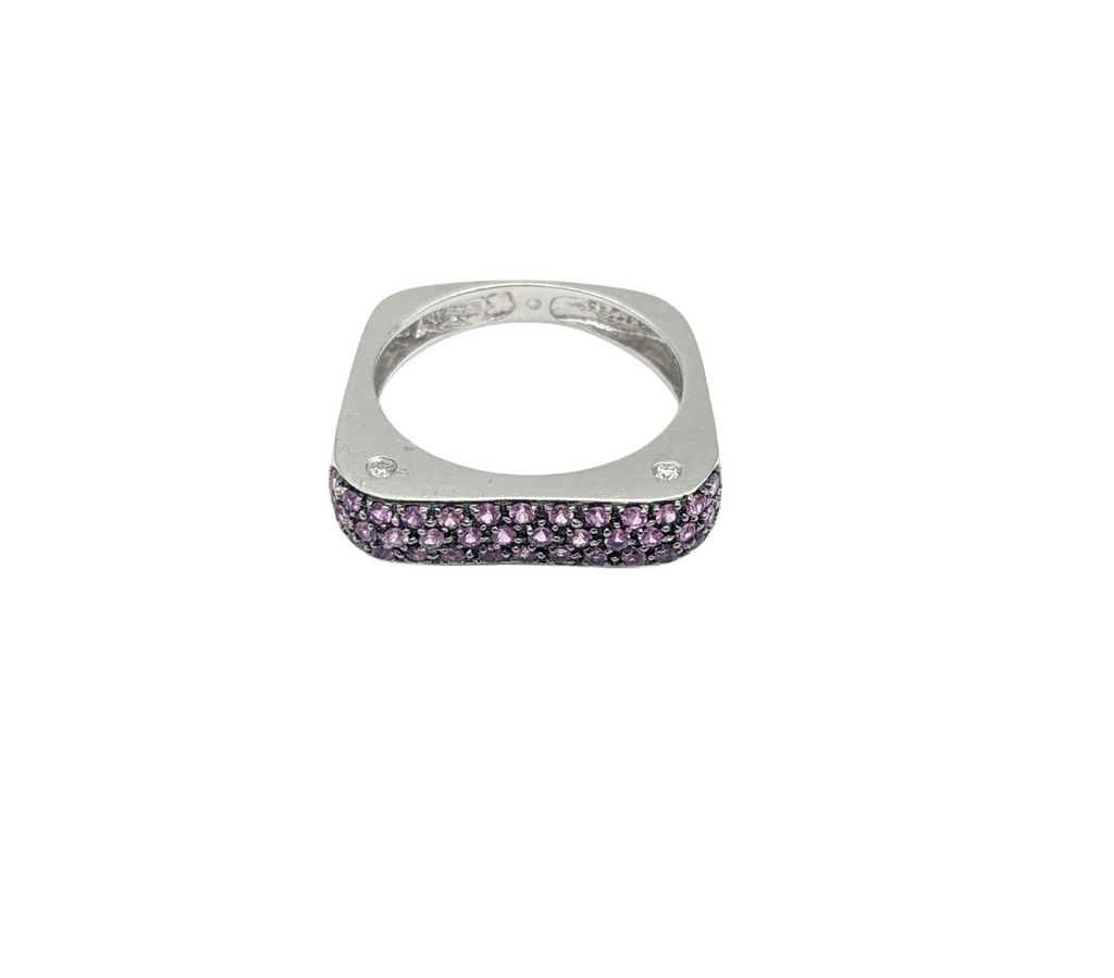 Fashionable Flat Top Pink Sapphire Ring Set in 14 Karat White Gold - Dick's Pawn Superstore