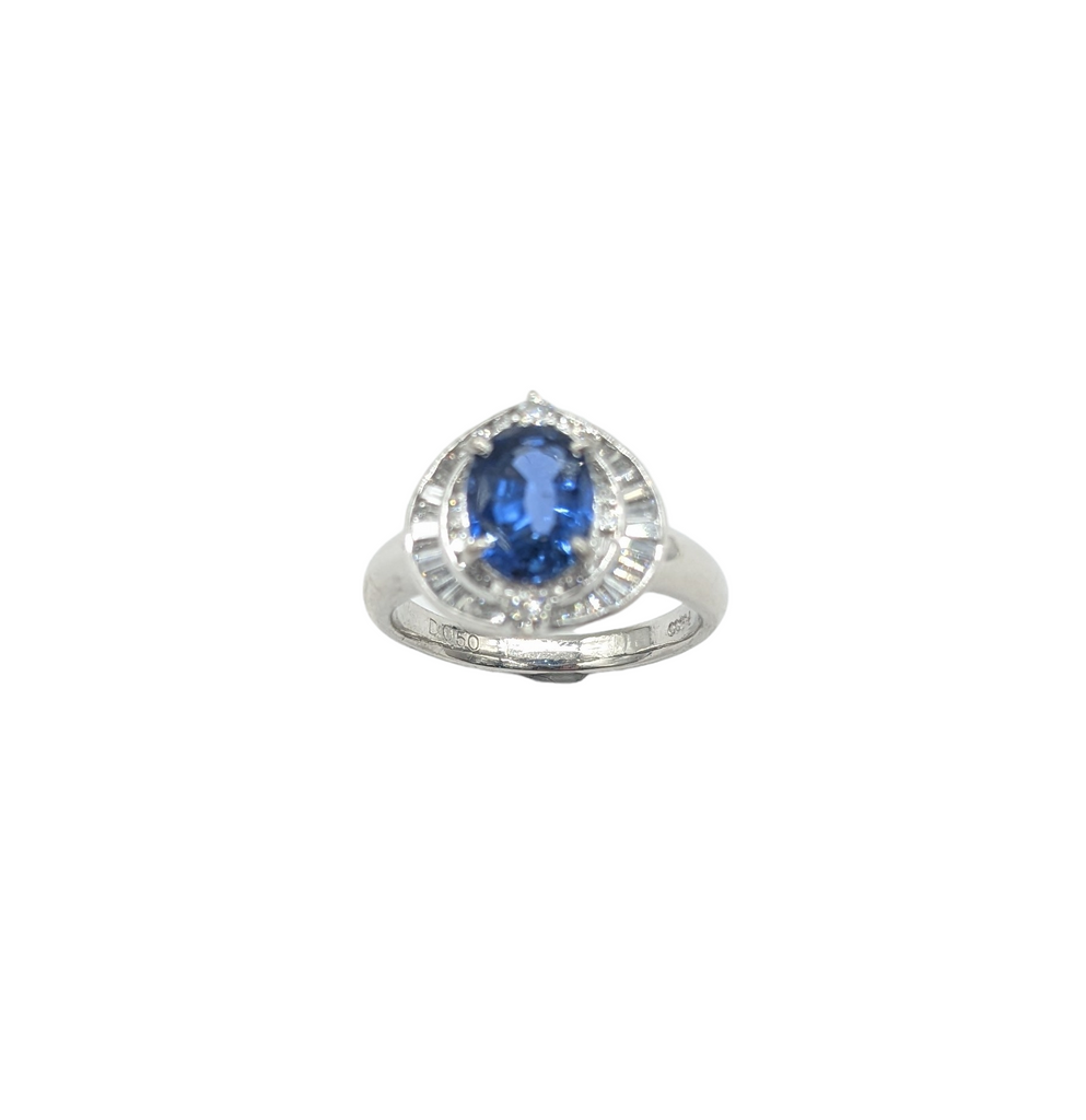 Sapphire and Diamond Double Halo Ladies Ring - Dick's Pawn Superstore
