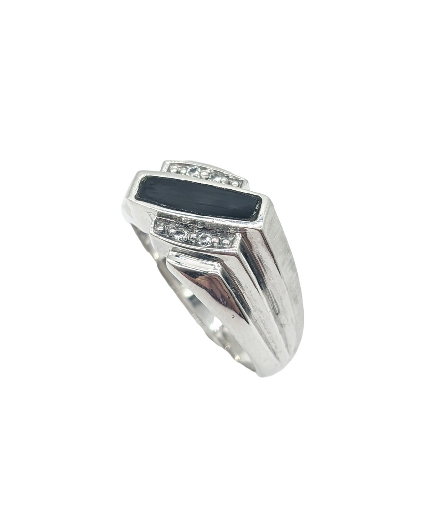 Onyx and Diamond Chip Bypass Men's Ring - Dick's Pawn Superstore