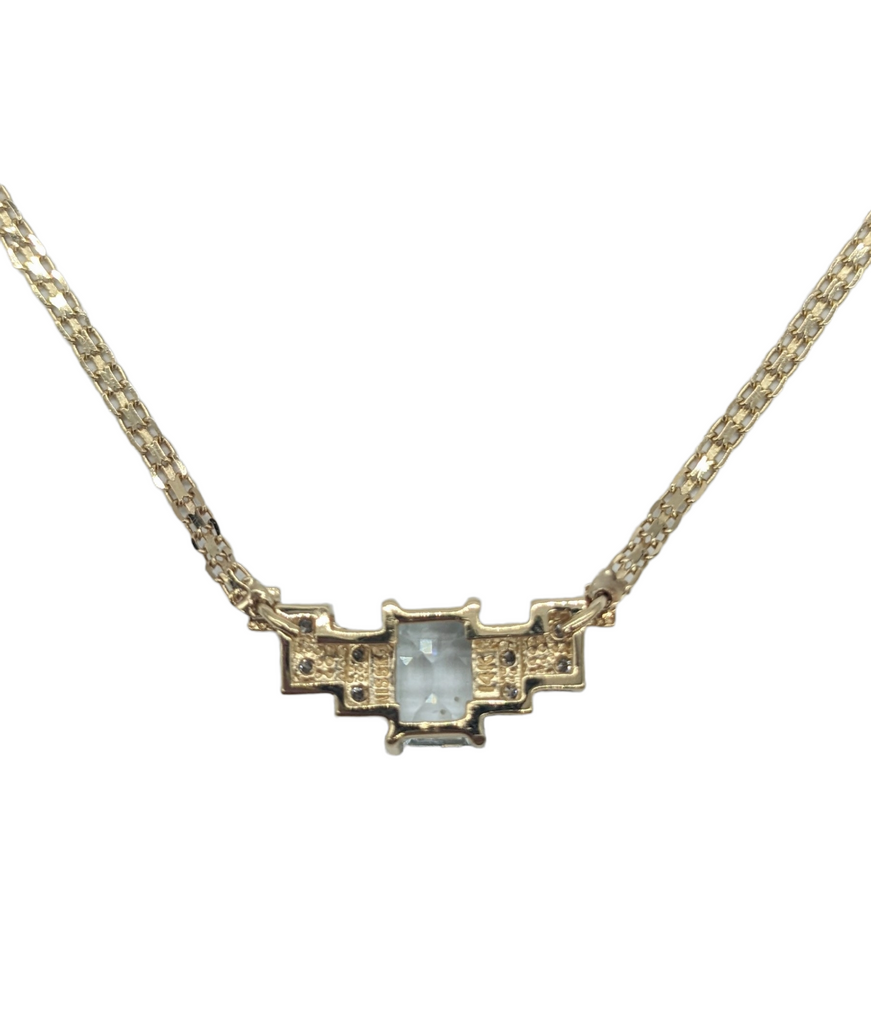 Aquamarine and Diamond Chip Fancy Link Necklace - Dick's Pawn Superstore