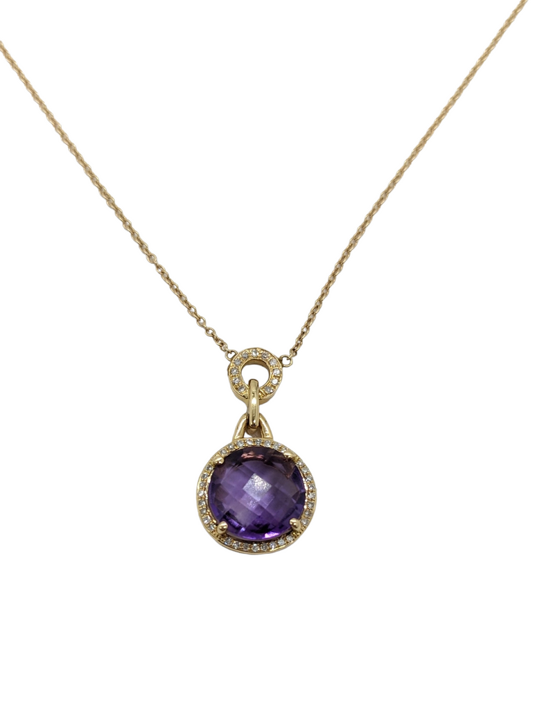 Diamond and Amethyst Pendant with Chain - Dick's Pawn Superstore
