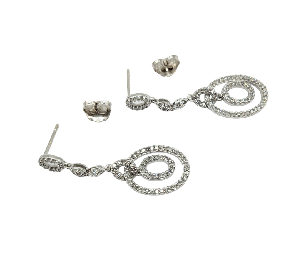 Diamond Chip Oval Dangled Earrings - Dick's Pawn Superstore