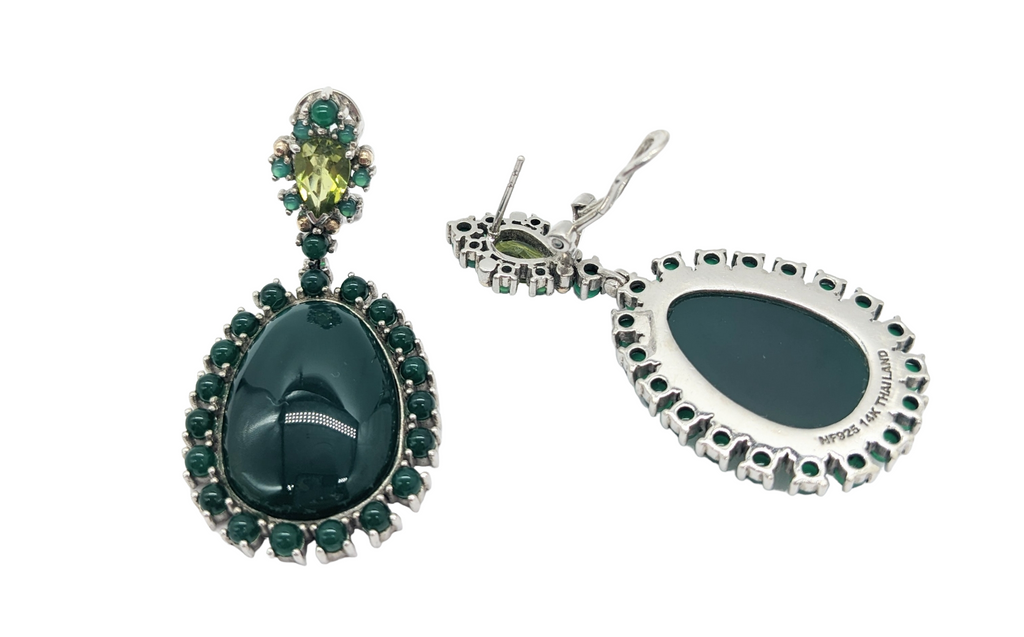 Green Stone Pear Drop Dangle Earrings - Dick's Pawn Superstore