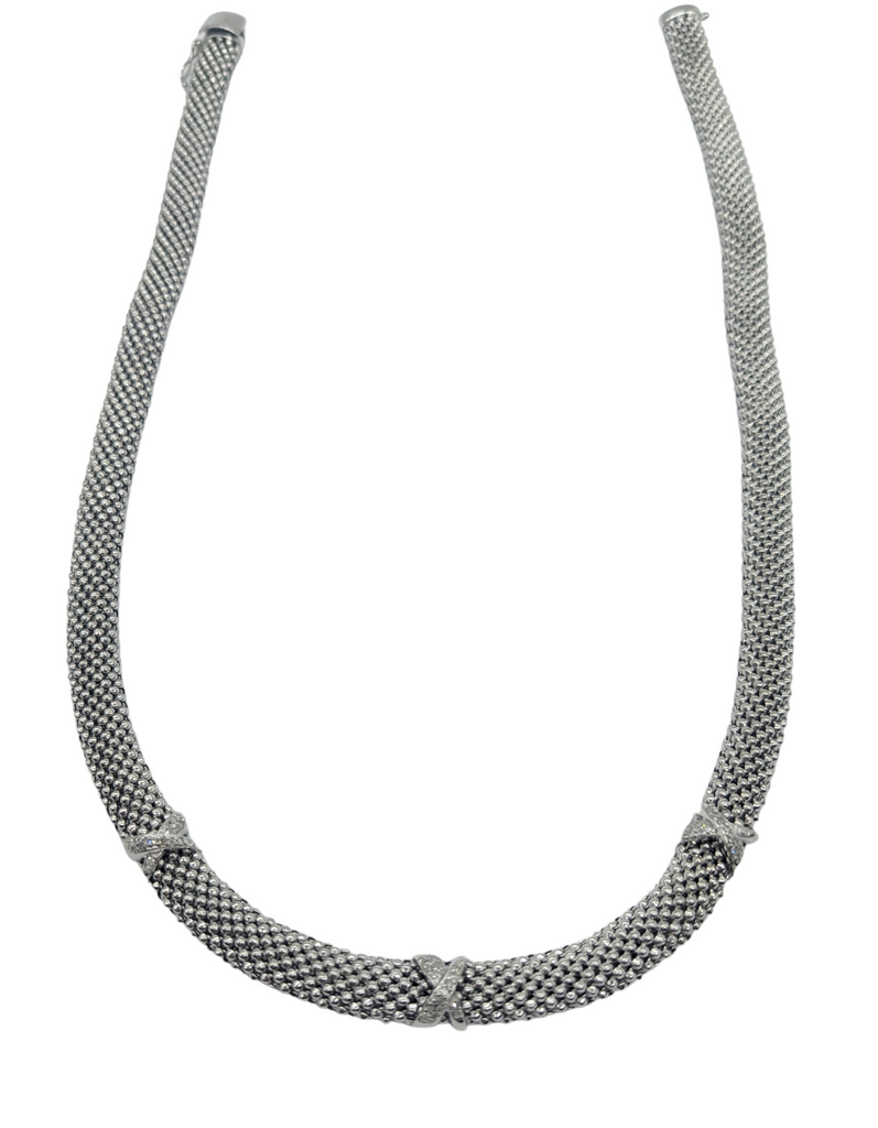 Sterling Silver and Diamond Xover Popcorn Necklace - Dick's Pawn Superstore