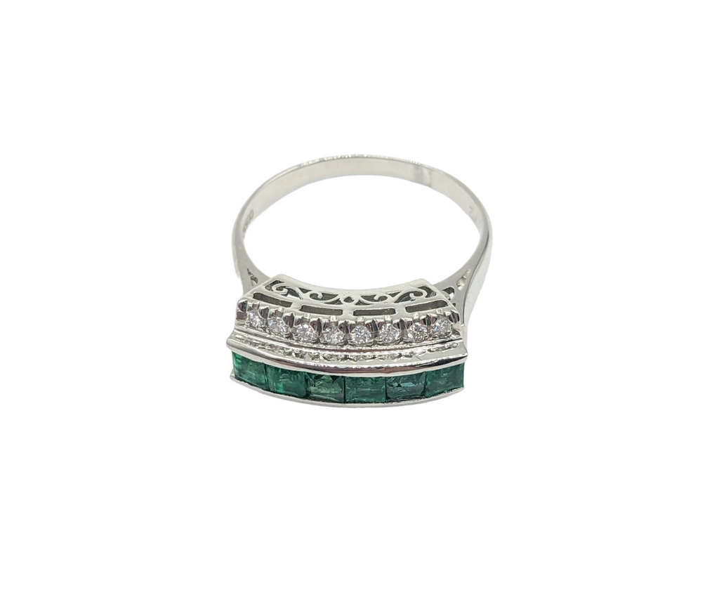 75 Point Diamond and 1 Carat Emerald Ring - Dick's Pawn Superstore