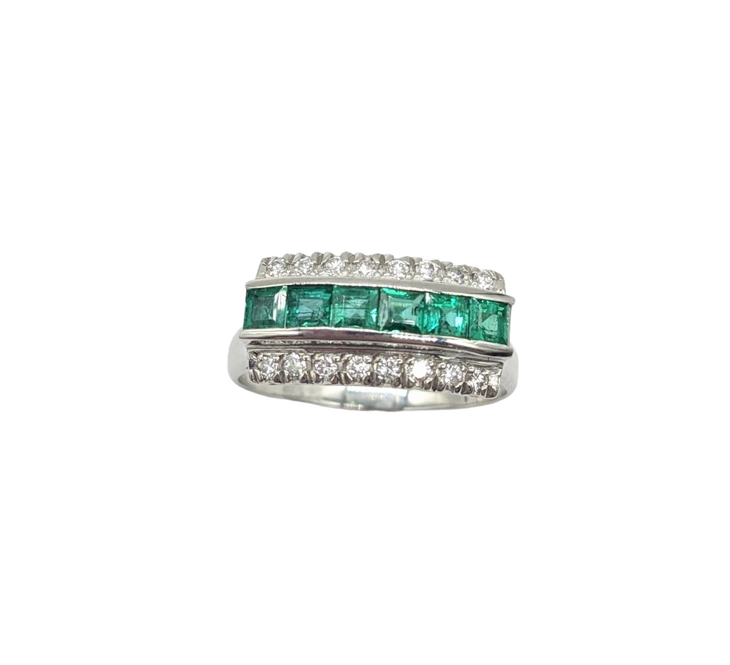 75 Point Diamond and 1 Carat Emerald Ring - Dick's Pawn Superstore