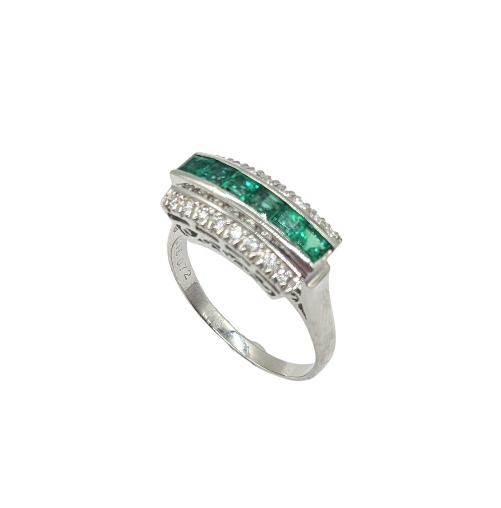 75 Point Diamond and 1 Carat Emerald Ring - Dick's Pawn Superstore