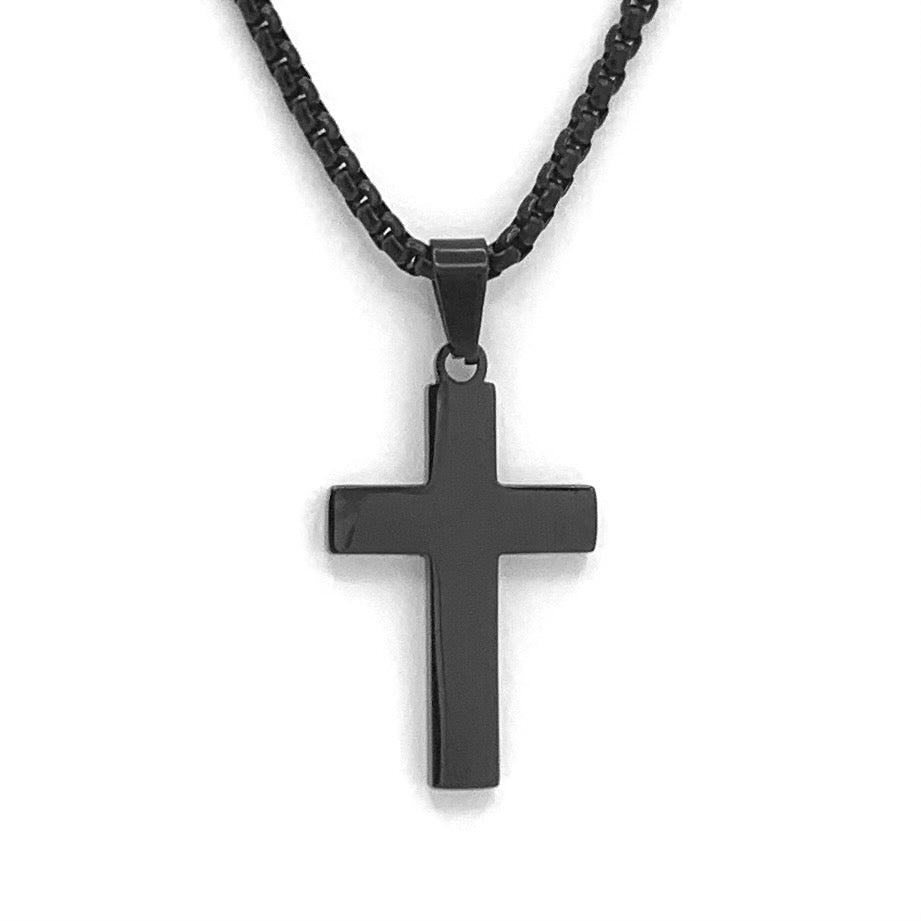 Black Reversible Stainless Steel Small Cross Pendant with a Crushed Turquoise Inlay - Dick's Pawn Superstore