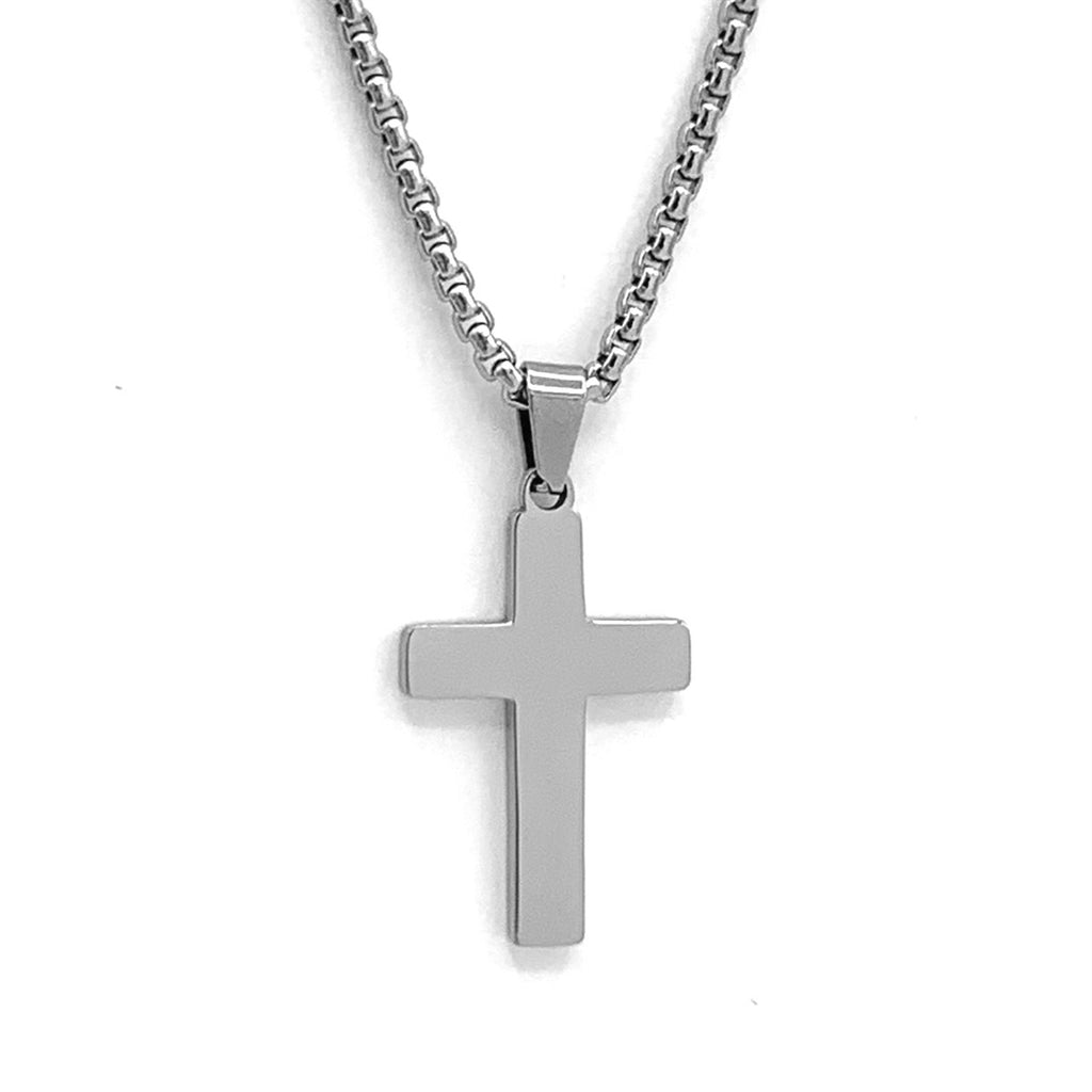 Reversible Stainless Steel Small Cross Pendant with a Crushed Turquoise Inlay - Dick's Pawn Superstore