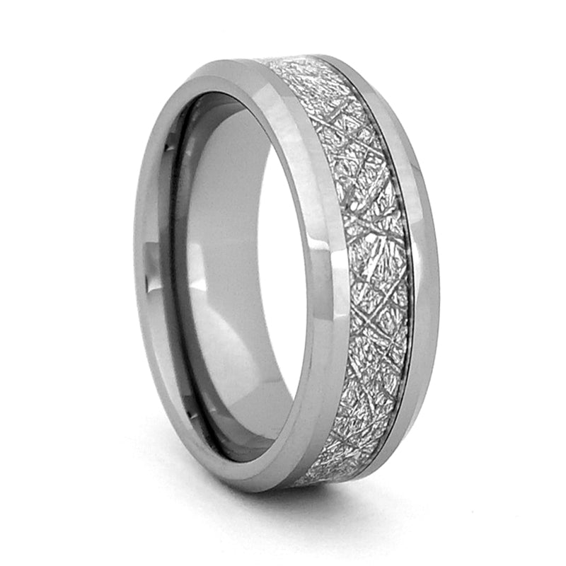 Comfort Fit 8mm Tungsten Carbide Wedding Ring With Meteorite-Look Inlay - Dick's Pawn Superstore