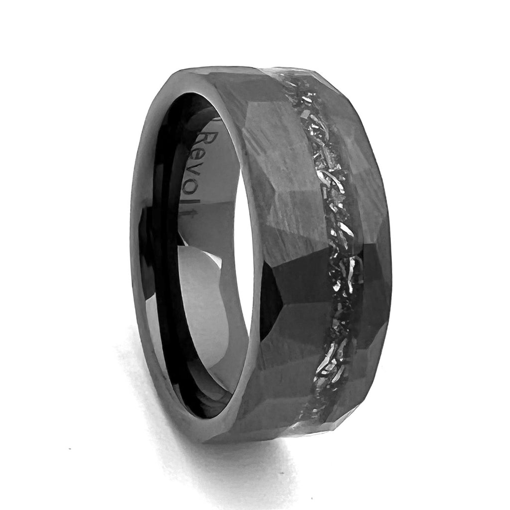 Comfort Fit 8mm High-Tech Ceramic Ring With an Inlay of Meteorite Pieces - Dick's Pawn Superstore