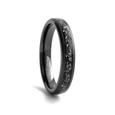 Comfort Fit 4mm High-Tech Ceramic Ring With an Inlay of Meteorite Pieces - Dick's Pawn Superstore