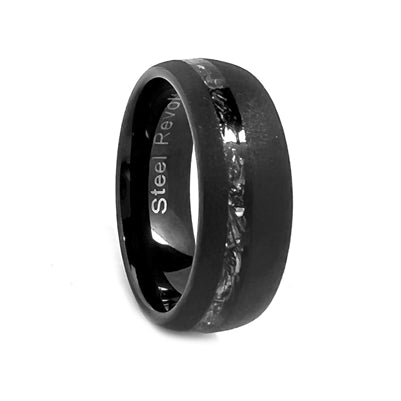 Comfort Fit 8mm Stardust Finish Tungsten Carbide Ring With Meteorite Pieces Inlay - Dick's Pawn Superstore