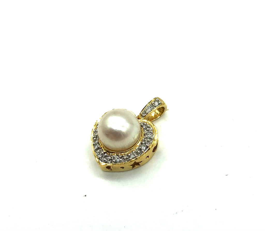 18k Heart Halo Pearl Pendant - Dick's Pawn Superstore