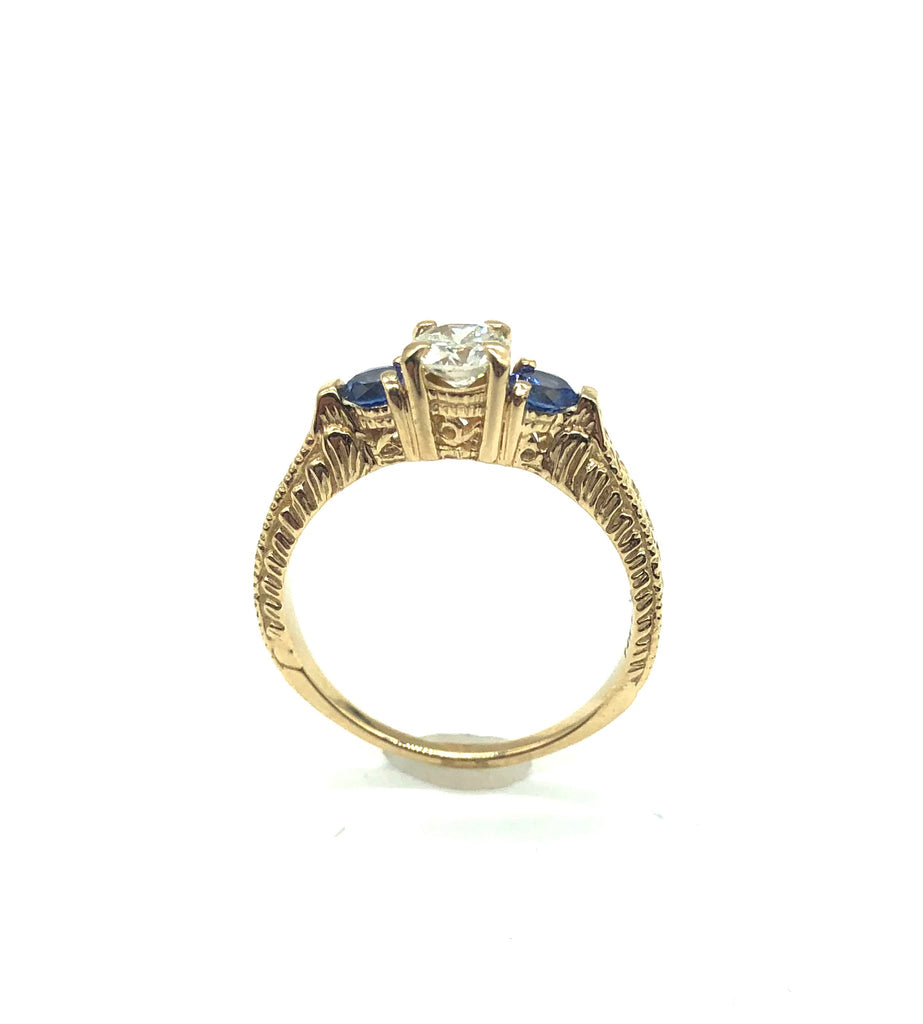*New* 3 In-Line Diamond and Sapphire Ring - Dick's Pawn Superstore