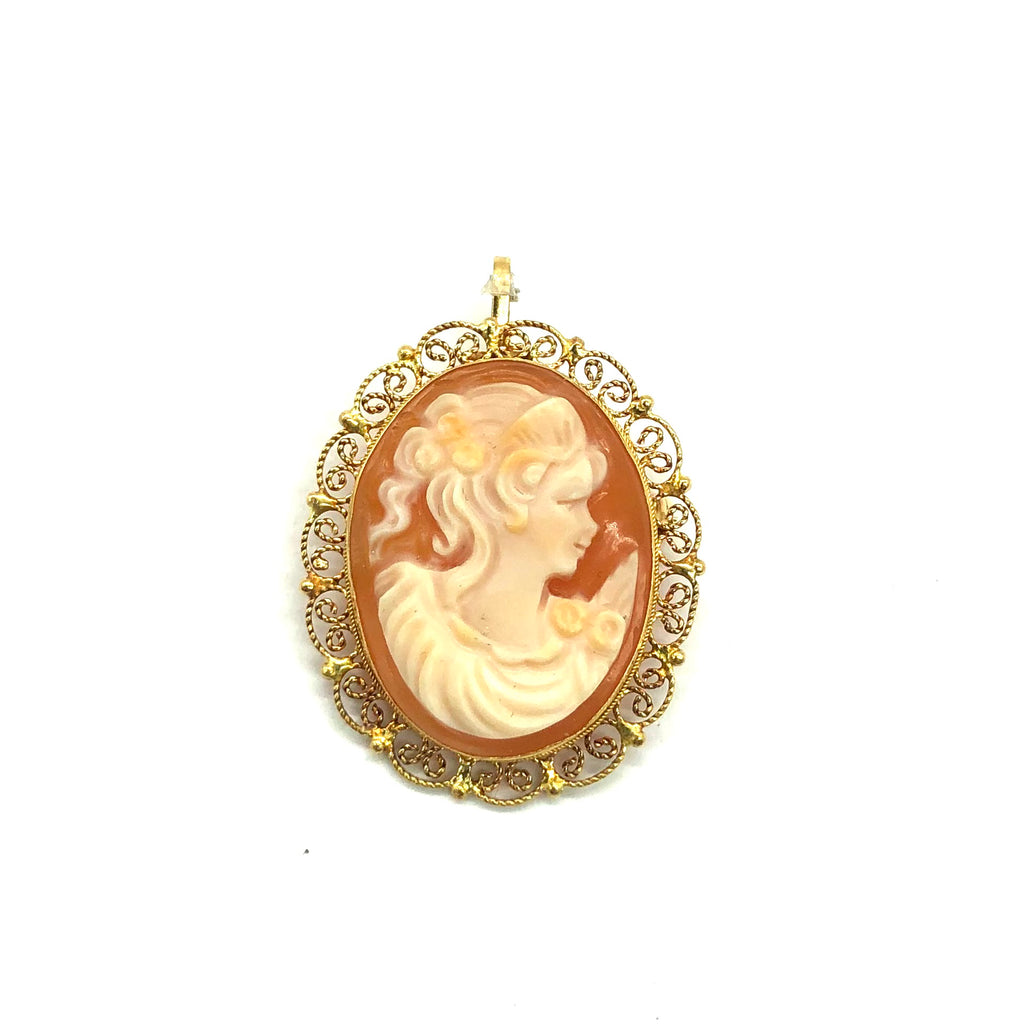 Filagree Framed Cameo Pendant/Pin - Dick's Pawn Superstore