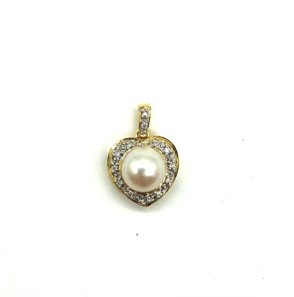 18k Heart Halo Pearl Pendant - Dick's Pawn Superstore
